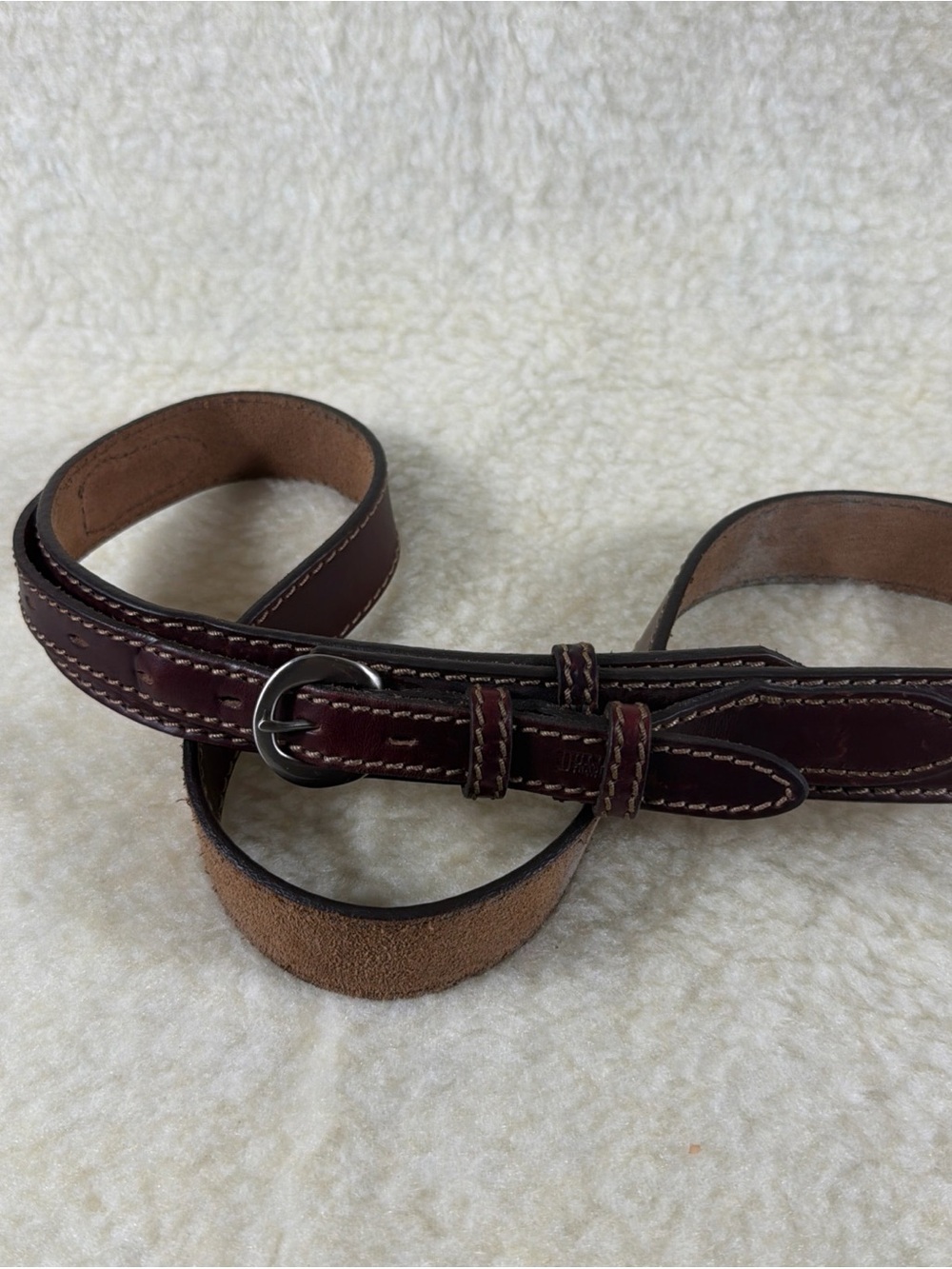 Duluth Men's Dark Brown Leather Ranger Belt with Contrast Stitching